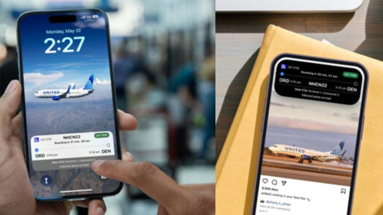 Dynamic Island iPhone 14 Pro puede rastrear su vuelo de United Airlines